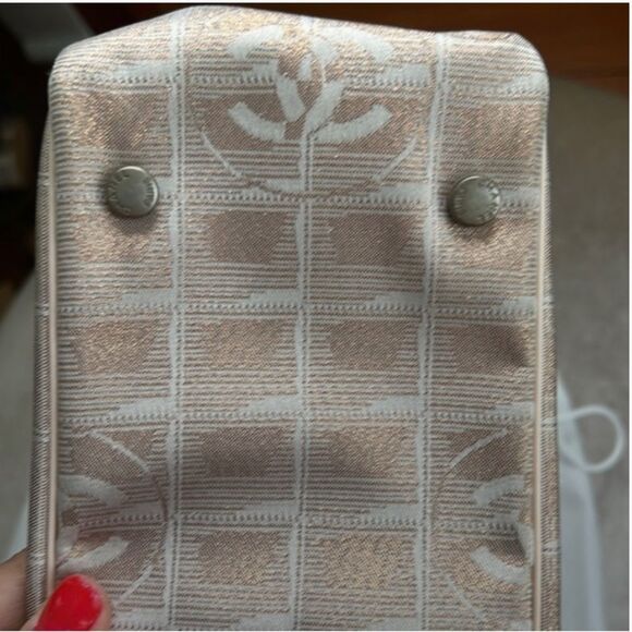 Authentic! *VTG* CHANEL Metallic Sheen Small Travel Ligne Shopper Tote 💝🌟💝🌴🥂 - Picture 12 of 15